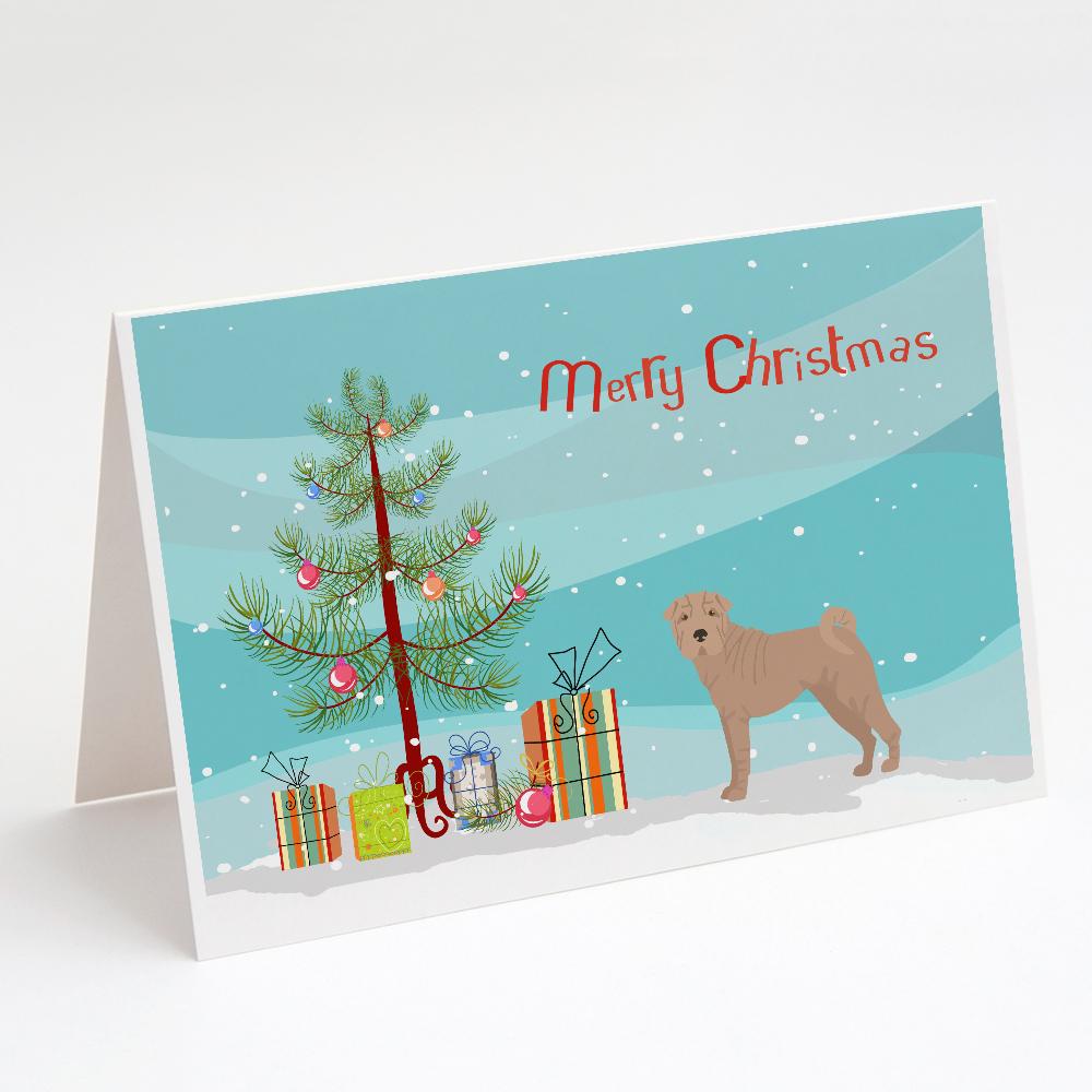 Shar Pei Christmas Tree Greeting Cards Pack of 8 Blank Cards with Envelopes Whimsical A7 Size 5x7
