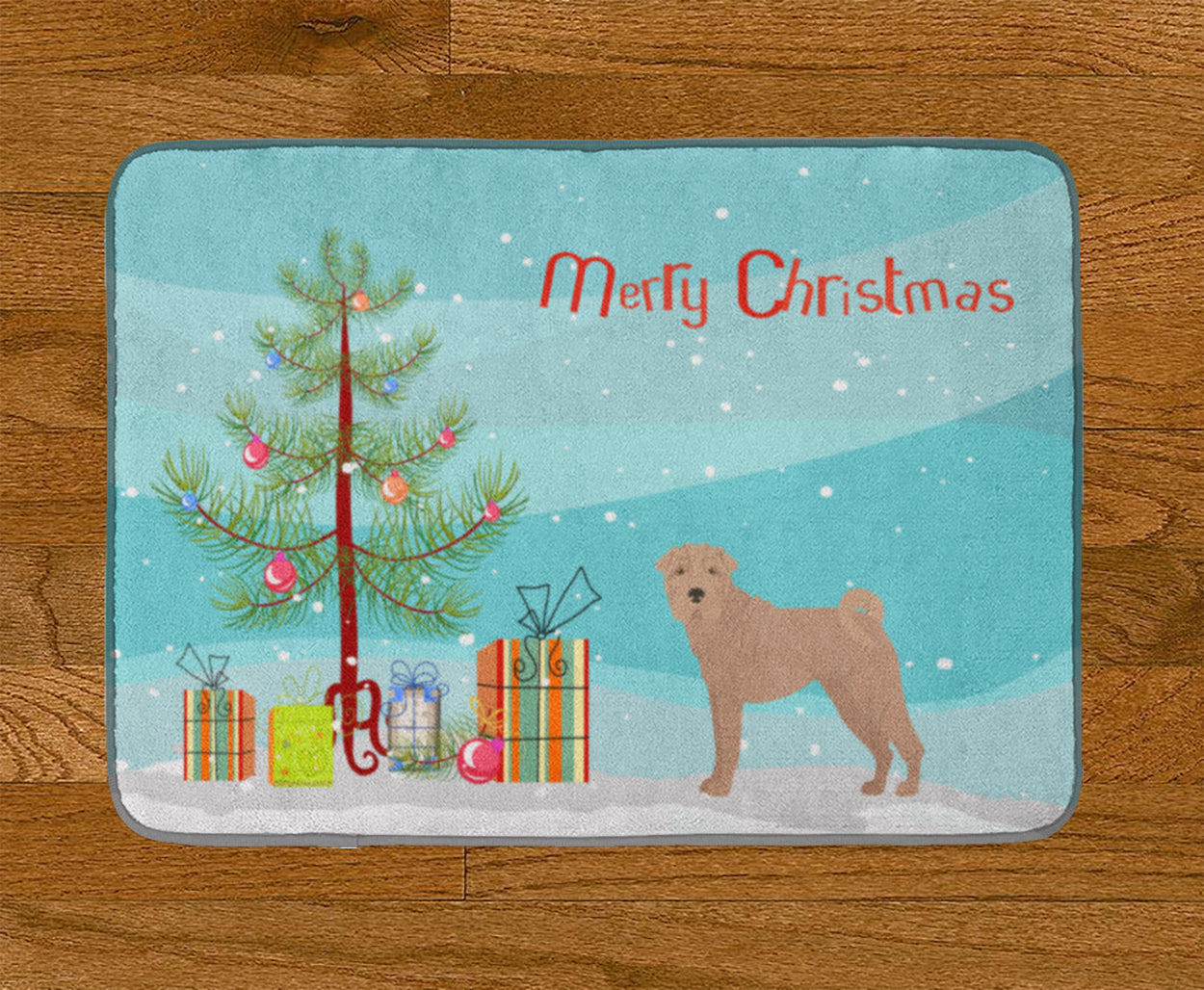 Shar Pei Christmas Tree Memory Foam Kitchen Mat Machine Washable Anti-Fatigue Cushion Comfort Bath or Kitchen Rug