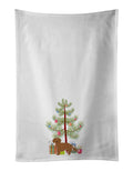 Small Greek Domestic Dog Kokoni Christmas Tree Kitchen Towel Set of 2 White Dish Towels Decorative Bathroom Hand towel for Hand, Face, Hair, Yoga, Tea, Dishcloth, 19 X 28", White