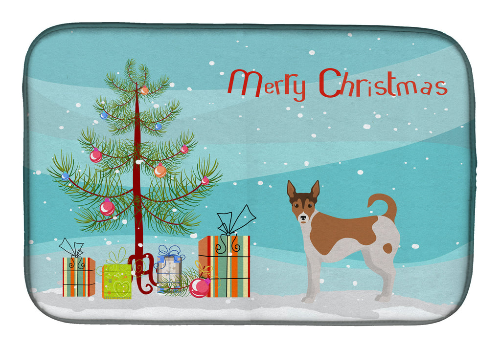 Tenterfield Terrier Christmas Tree Dish Drying Mat Absorbent Dish Drying Mat Pad for Kitchen Counter Dish Drainer Mat for Countertop, 14 x 21", Multicolor