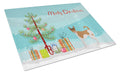 Tenterfield Terrier Christmas Tree Cutting Board Tempered Glass Kitchen Cutting Surface, Heat Resistant Chopping, Non-Slip Feet, Food Prep & Serving