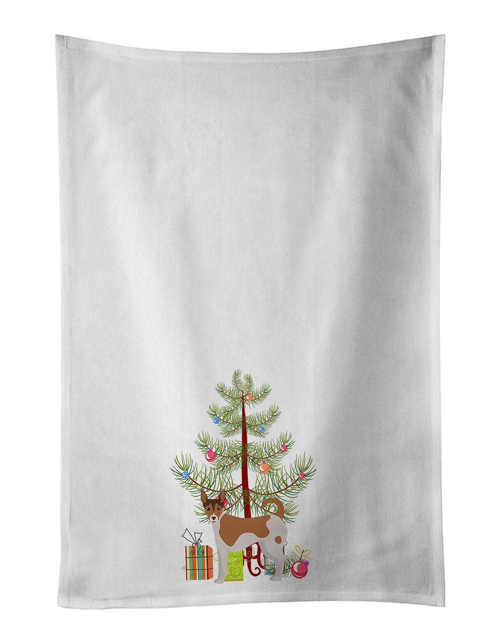 Tenterfield Terrier Christmas Tree Kitchen Towel Set of 2 White Dish Towels Decorative Bathroom Hand towel for Hand, Face, Hair, Yoga, Tea, Dishcloth, 19 X 28", White