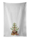Tibetan Spaniel Christmas Tree Kitchen Towel Set of 2 White Dish Towels Decorative Bathroom Hand towel for Hand, Face, Hair, Yoga, Tea, Dishcloth, 19 X 28", White