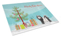 Tibetan Terrier Christmas Tree Cutting Board Tempered Glass Kitchen Cutting Surface, Heat Resistant Chopping, Non-Slip Feet, Food Prep & Serving