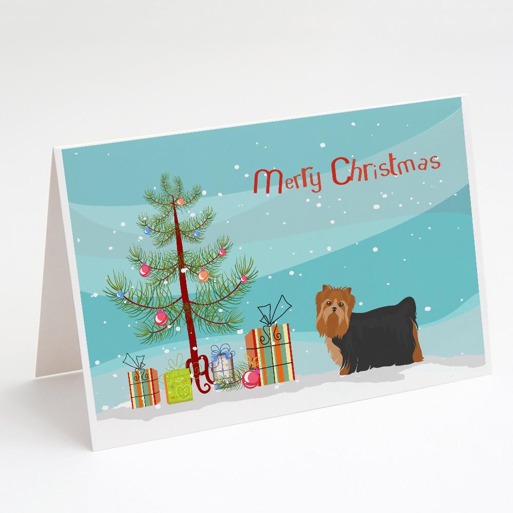 Yorkshire Terrier Christmas Tree Greeting Cards Pack of 8 Blank Cards with Envelopes Whimsical A7 Size 5x7