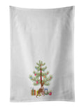 Tan Abyssinian or African Hairless Dog Christmas Tree Kitchen Towel Set of 2 White Dish Towels Decorative Bathroom Hand towel for Hand, Face, Hair, Yoga, Tea, Dishcloth, 19 X 28", White