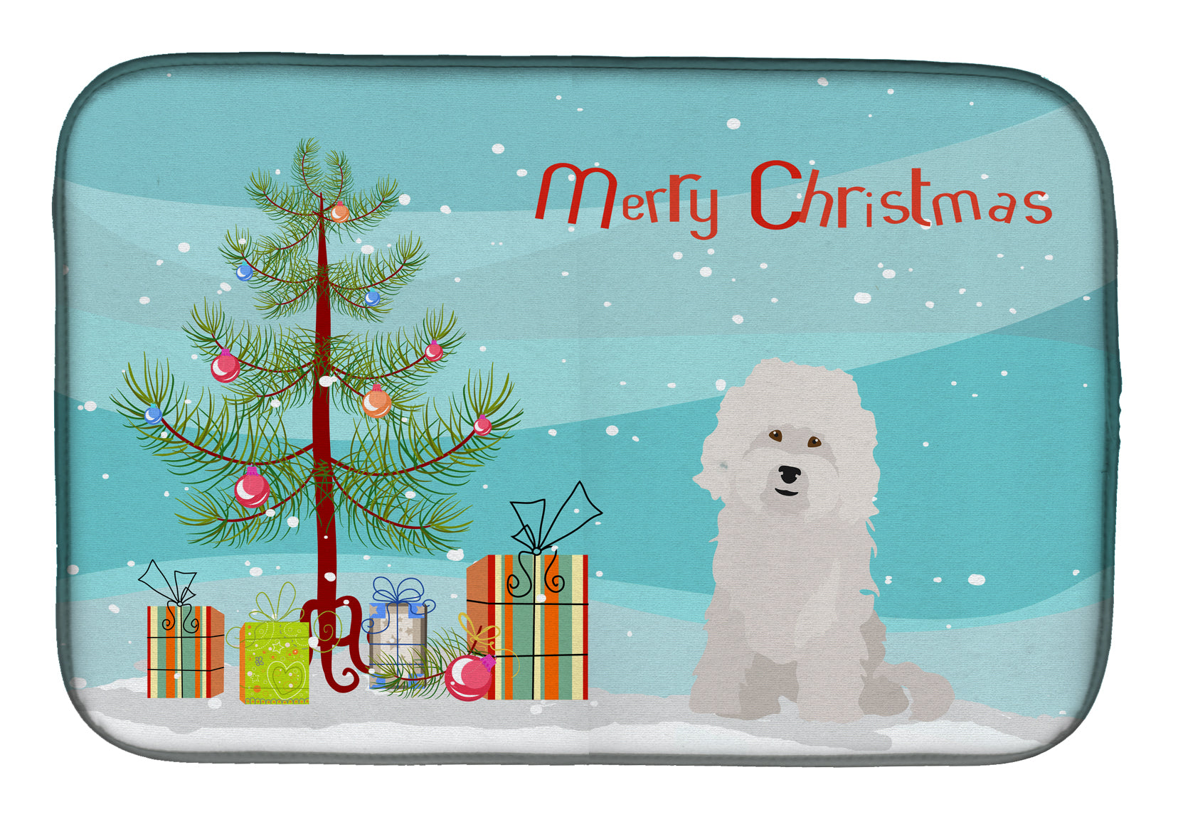 Bolognese Christmas Tree Dish Drying Mat Absorbent Dish Drying Mat Pad for Kitchen Counter Dish Drainer Mat for Countertop, 14 x 21", Multicolor