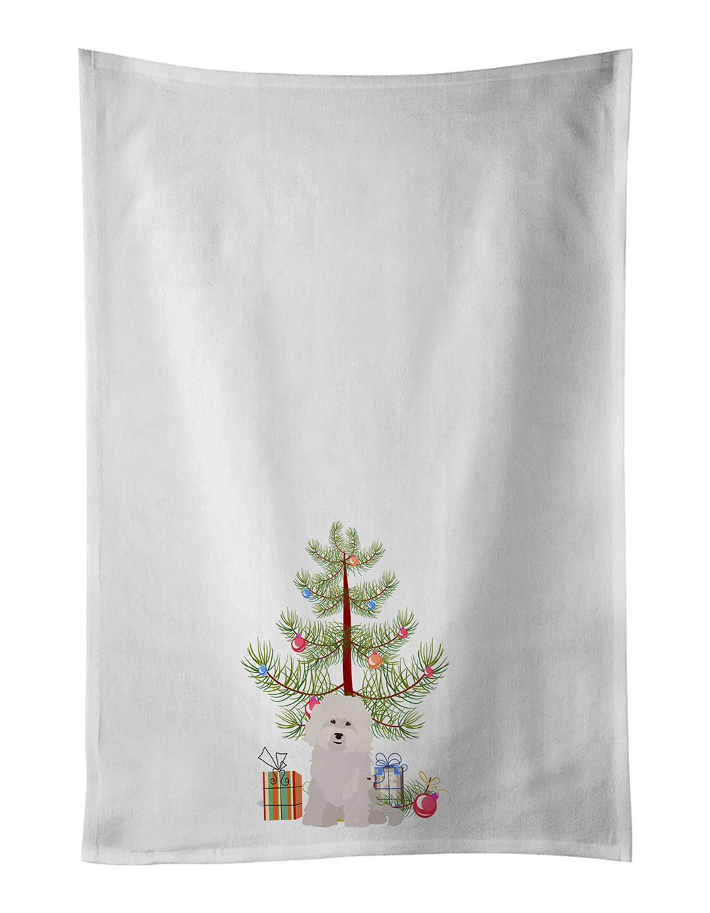 Bolognese Christmas Tree Kitchen Towel Set of 2 White Dish Towels Decorative Bathroom Hand towel for Hand, Face, Hair, Yoga, Tea, Dishcloth, 19 X 28", White