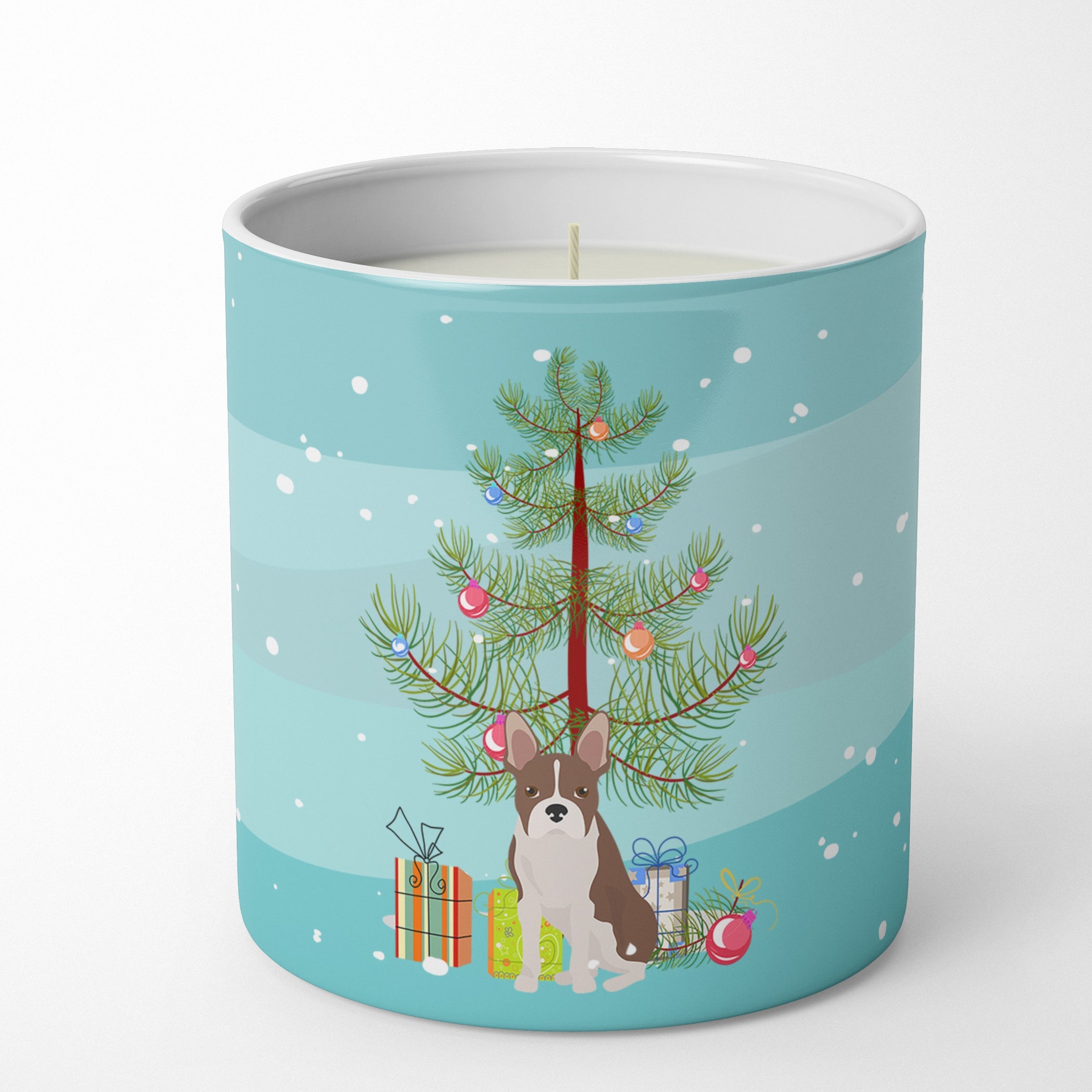 Boston Terrier Christmas Tree Decorative Soy Candle Nature Soy Wax Essential Oil Home Decor Ideal for Bedroom Kitchen Bath Office Gift, 10 oz