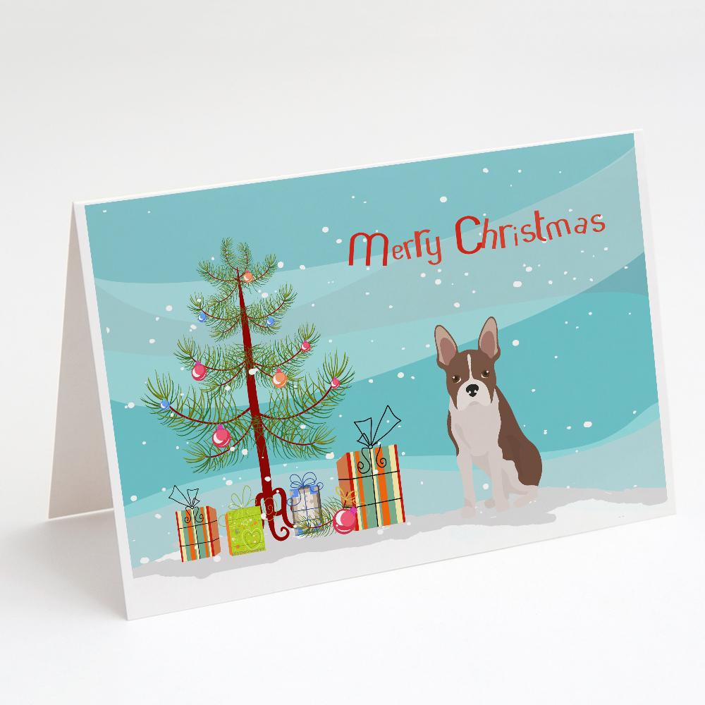 Boston Terrier Christmas Tree Greeting Cards Pack of 8 Blank Cards with Envelopes Whimsical A7 Size 5x7