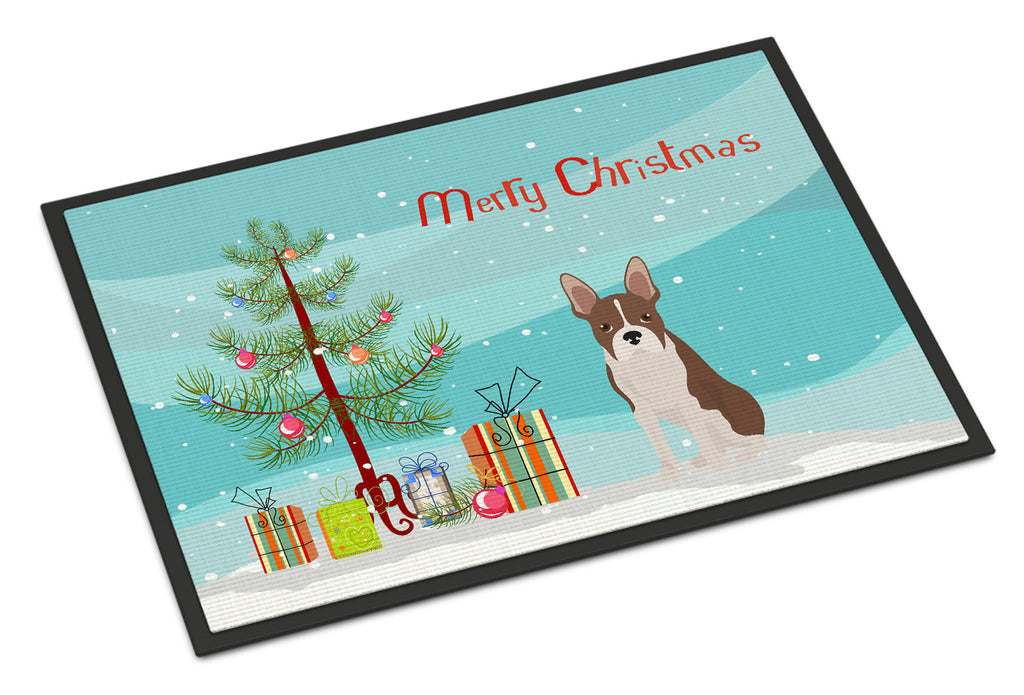 Boston Terrier Christmas Tree Doormat Indoor Outdoor 24H X 36W Front Door Mat Rugs for Entryway, Non Slip Washable Low Pile,