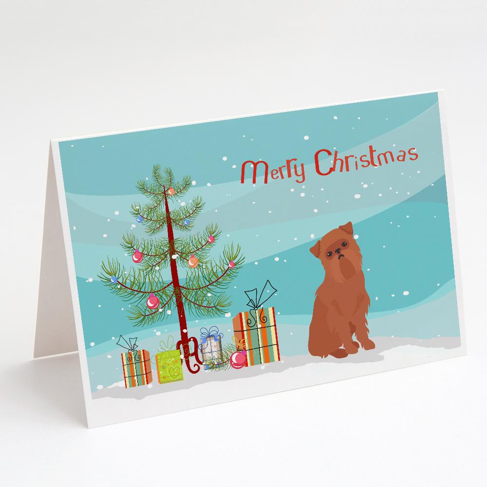 Brussels Griffon Christmas Tree Greeting Cards Pack of 8 Blank Cards with Envelopes Whimsical A7 Size 5x7