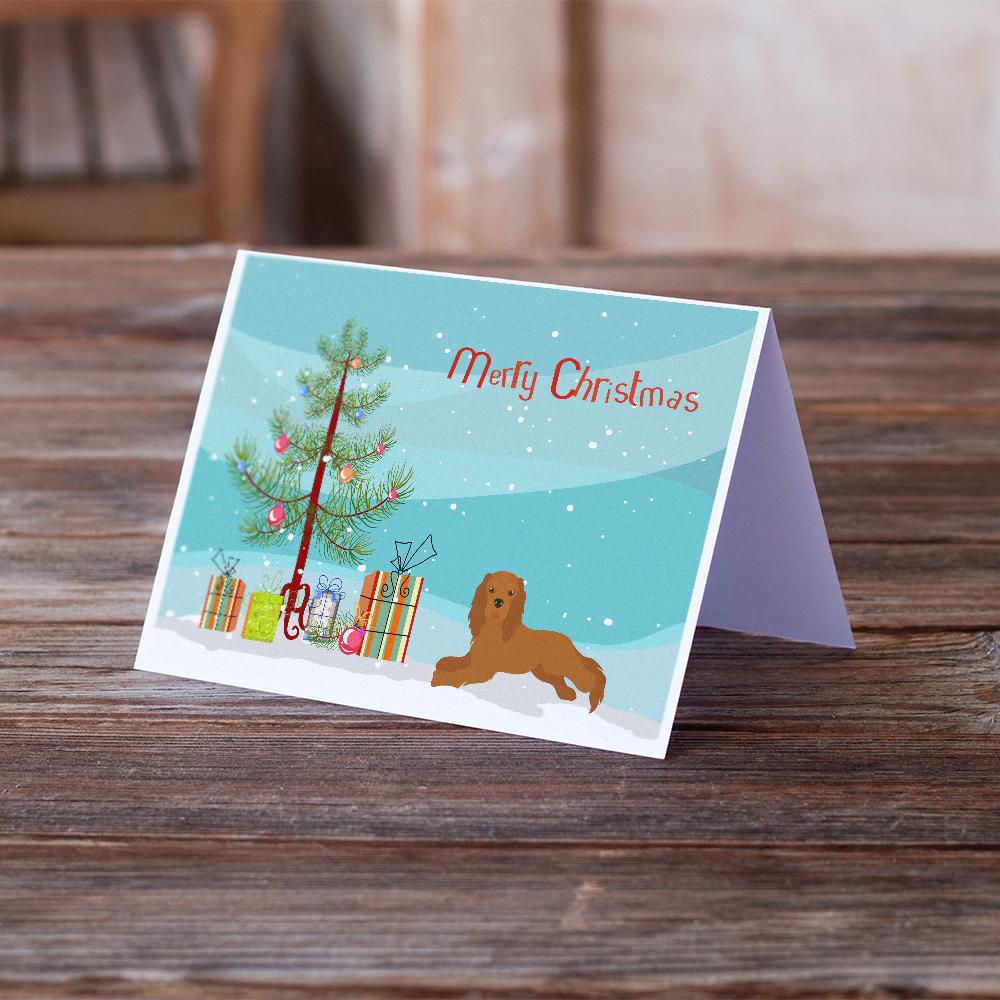 Ruby Cavalier King Charles Spaniel Christmas Tree Greeting Cards Pack of 8 Blank Cards with Envelopes Whimsical A7 Size 5x7