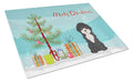 Black and White Cyprus Poodle Christmas Tree Cutting Board Tempered Glass Kitchen Cutting Surface, Heat Resistant Chopping, Non-Slip Feet, Food Prep & Serving