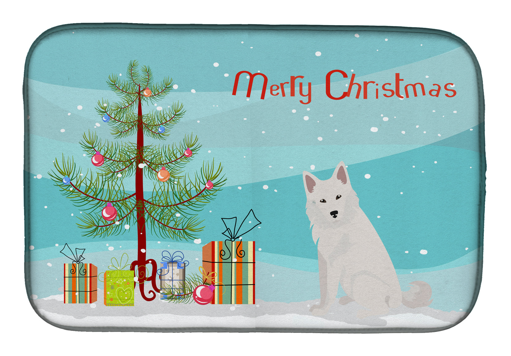 Danish Spitz Christmas Tree Dish Drying Mat Absorbent Dish Drying Mat Pad for Kitchen Counter Dish Drainer Mat for Countertop, 14 x 21", Multicolor