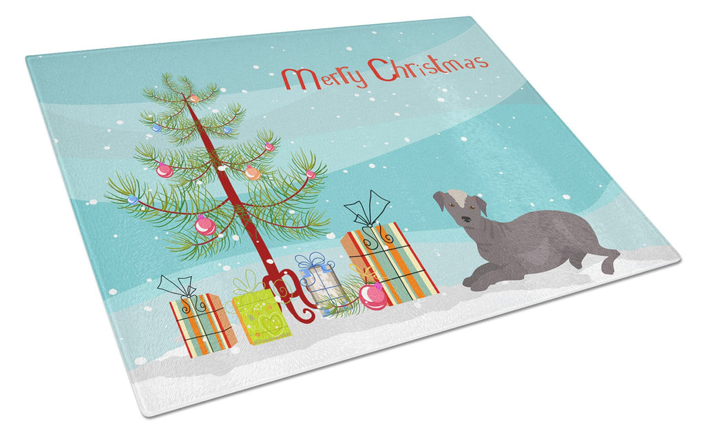 Ecuadorian Hairless Dog Christmas Tree Cutting Board Tempered Glass Kitchen Cutting Surface, Heat Resistant Chopping, Non-Slip Feet, Food Prep & Serving