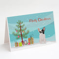 Black and White French Bulldog Christmas Tree Greeting Cards Pack of 8 Blank Cards with Envelopes Whimsical A7 Size 5x7