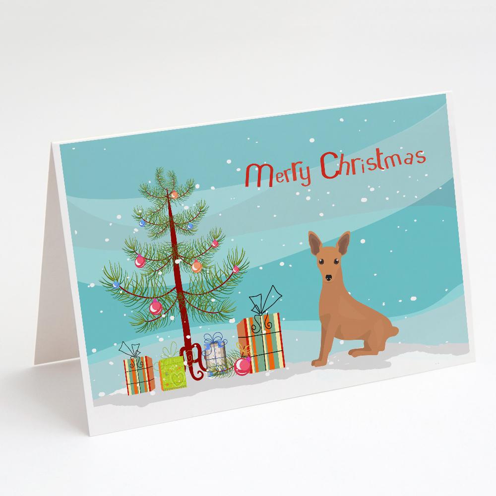 Miniature Pinscher Christmas Tree Greeting Cards Pack of 8 Blank Cards with Envelopes Whimsical A7 Size 5x7