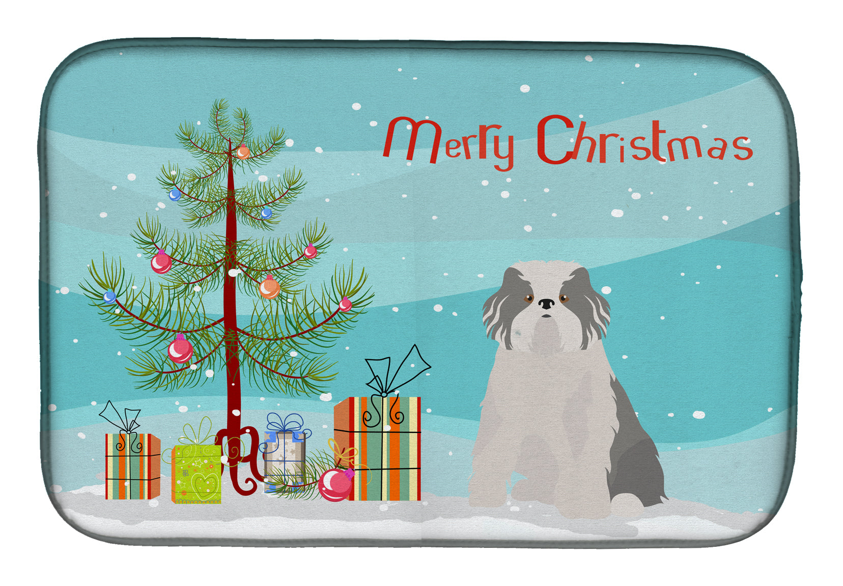 Odis Odessa Domestic Ideal Dog Christmas Tree Dish Drying Mat Absorbent Dish Drying Mat Pad for Kitchen Counter Dish Drainer Mat for Countertop, 14 x 21", Multicolor