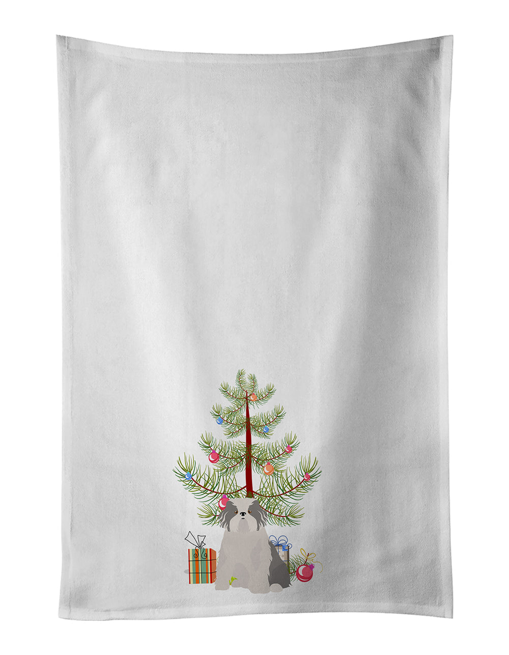 Odis Odessa Domestic Ideal Dog Christmas Tree Kitchen Towel Set of 2 White Dish Towels Decorative Bathroom Hand towel for Hand, Face, Hair, Yoga, Tea, Dishcloth, 19 X 28", White