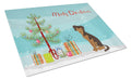 Persian Chihuahua Christmas Tree Cutting Board Tempered Glass Kitchen Cutting Surface, Heat Resistant Chopping, Non-Slip Feet, Food Prep & Serving