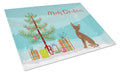 Brown Prague Ratter Christmas Tree Cutting Board Tempered Glass Kitchen Cutting Surface, Heat Resistant Chopping, Non-Slip Feet, Food Prep & Serving