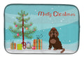 Brown Russian Tsvetnaya Bolonka Lap Dog Christmas Tree Dish Drying Mat Absorbent Dish Drying Mat Pad for Kitchen Counter Dish Drainer Mat for Countertop, 14 x 21", Multicolor
