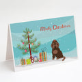Brown Russian Tsvetnaya Bolonka Lap Dog Christmas Tree Greeting Cards Pack of 8 Blank Cards with Envelopes Whimsical A7 Size 5x7