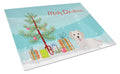 Small Greek Domestic Dog Kokoni #2 Christmas Tree Cutting Board Tempered Glass Kitchen Cutting Surface, Heat Resistant Chopping, Non-Slip Feet, Food Prep & Serving