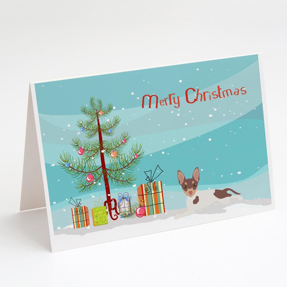 Toy Fox Terrier Christmas Tree Greeting Cards Pack of 8 Blank Cards with Envelopes Whimsical A7 Size 5x7