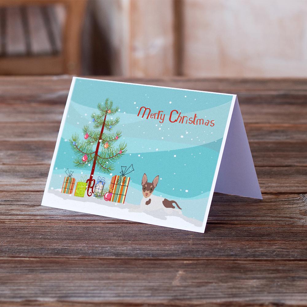 Toy Fox Terrier Christmas Tree Greeting Cards Pack of 8 Blank Cards with Envelopes Whimsical A7 Size 5x7