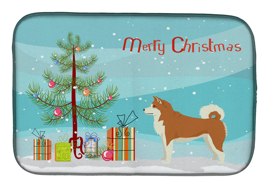 Akita Christmas Tree Dish Drying Mat Absorbent Dish Drying Mat Pad for Kitchen Counter Dish Drainer Mat for Countertop, 14 x 21", Multicolor