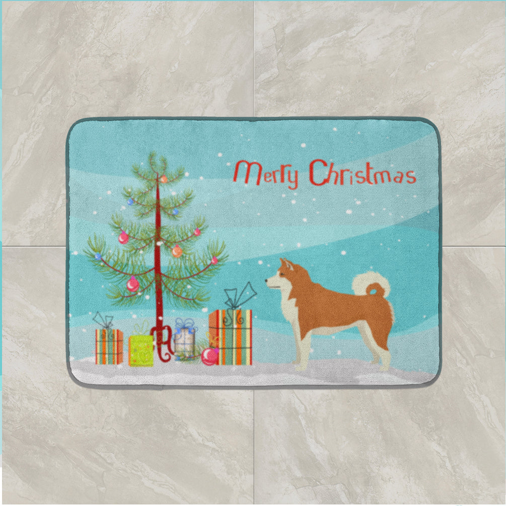 Akita Christmas Tree Memory Foam Kitchen Mat Machine Washable Anti-Fatigue Cushion Comfort Bath or Kitchen Rug