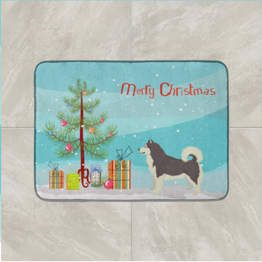 Alaskan Malamute Christmas Tree Memory Foam Kitchen Mat Machine Washable Anti-Fatigue Cushion Comfort Bath or Kitchen Rug