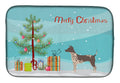American Hairless Terrier Christmas Tree Dish Drying Mat Absorbent Dish Drying Mat Pad for Kitchen Counter Dish Drainer Mat for Countertop, 14 x 21", Multicolor