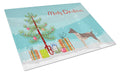 American Hairless Terrier Christmas Tree Cutting Board Tempered Glass Kitchen Cutting Surface, Heat Resistant Chopping, Non-Slip Feet, Food Prep & Serving
