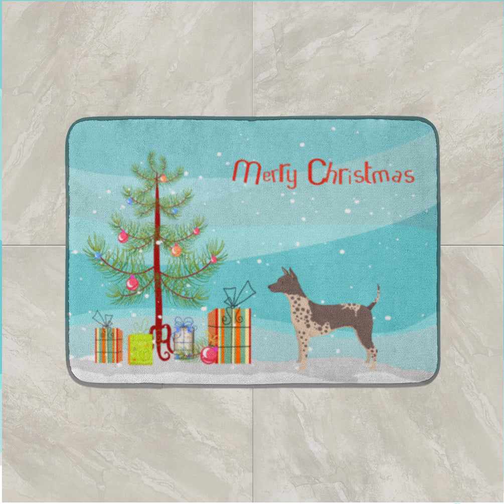 American Hairless Terrier Christmas Tree Memory Foam Kitchen Mat Machine Washable Anti-Fatigue Cushion Comfort Bath or Kitchen Rug