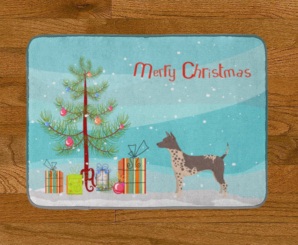 American Hairless Terrier Christmas Tree Memory Foam Kitchen Mat Machine Washable Anti-Fatigue Cushion Comfort Bath or Kitchen Rug
