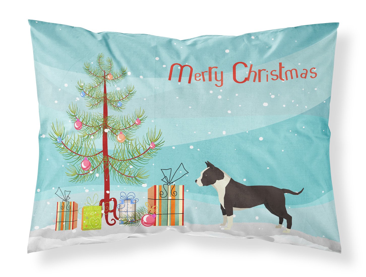 American Staffordshire Terrier Christmas Tree Standard Pillowcase Lightweight Super Soft Easy Care Decorative Artwork Pillowcase, Standard