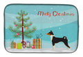 Basenji Christmas Tree Dish Drying Mat Absorbent Dish Drying Mat Pad for Kitchen Counter Dish Drainer Mat for Countertop, 14 x 21", Multicolor