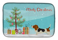 Basset Hound Christmas Tree Dish Drying Mat Absorbent Dish Drying Mat Pad for Kitchen Counter Dish Drainer Mat for Countertop, 14 x 21", Multicolor