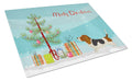 Basset Hound Christmas Tree Cutting Board Tempered Glass Kitchen Cutting Surface, Heat Resistant Chopping, Non-Slip Feet, Food Prep & Serving