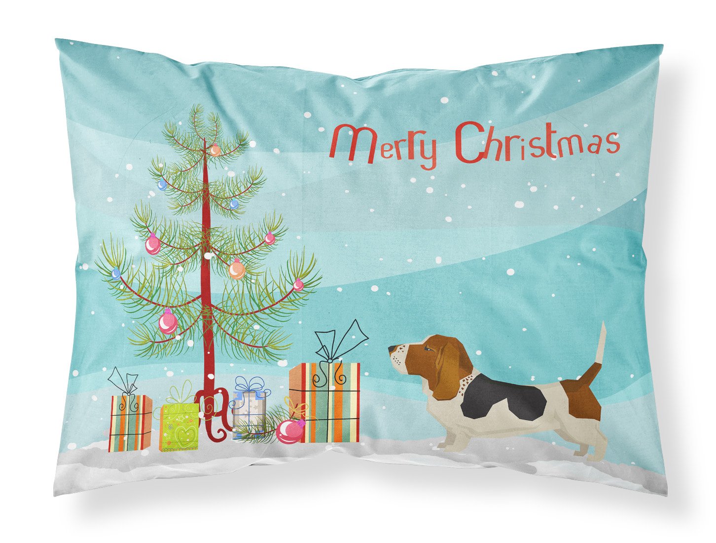 Basset Hound Christmas Tree Standard Pillowcase Lightweight Super Soft Easy Care Decorative Artwork Pillowcase, Standard