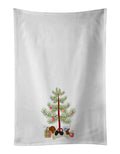 Basset Hound Christmas Tree Kitchen Towel Set of 2 White Dish Towels Decorative Bathroom Hand towel for Hand, Face, Hair, Yoga, Tea, Dishcloth, 19 X 28", White