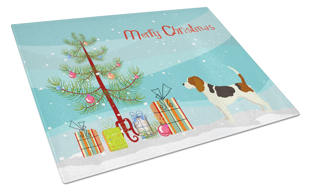 Beagle Christmas Tree Cutting Board Tempered Glass Kitchen Cutting Surface, Heat Resistant Chopping, Non-Slip Feet, Food Prep & Serving
