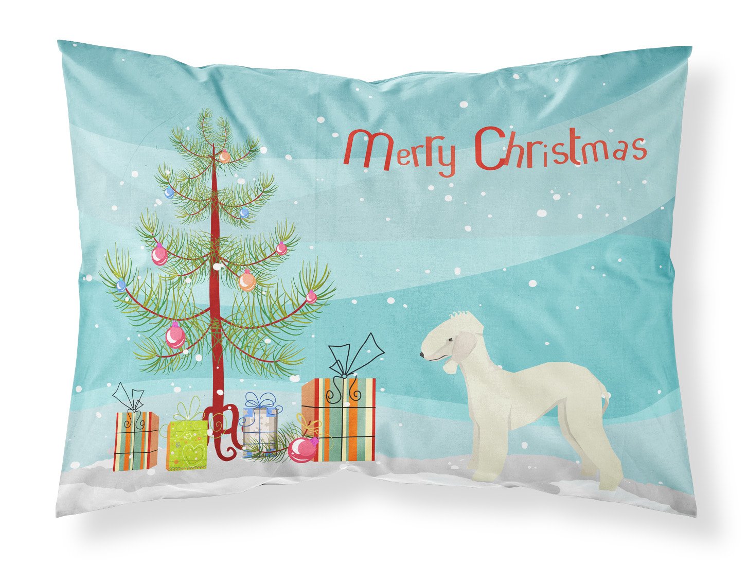 Bedlington Terrier Christmas Tree Standard Pillowcase Lightweight Super Soft Easy Care Decorative Artwork Pillowcase, Standard