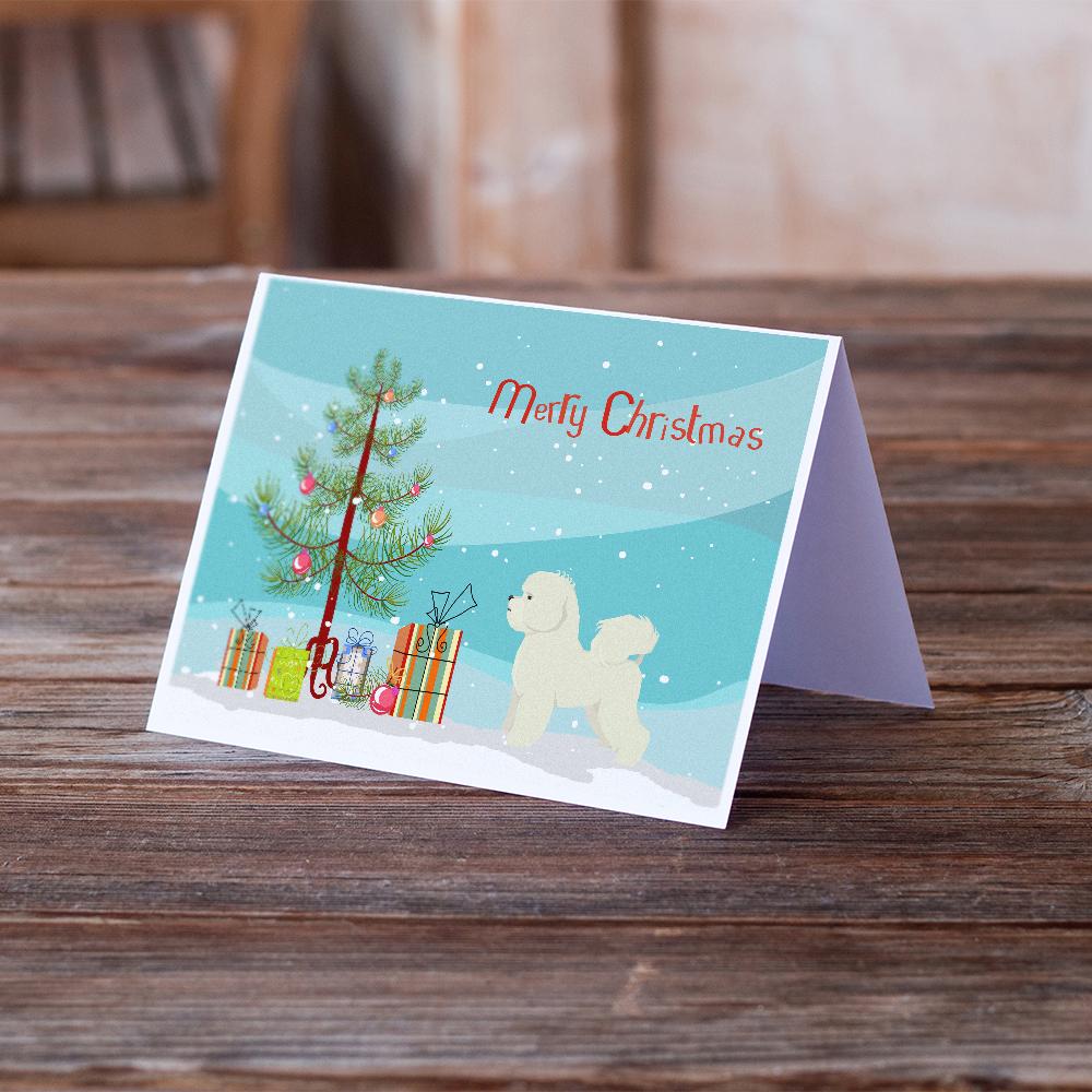 Bichon Frise Christmas Tree Greeting Cards Pack of 8 Blank Cards with Envelopes Whimsical A7 Size 5x7