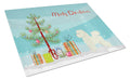 Bichon Frise Christmas Tree Cutting Board Tempered Glass Kitchen Cutting Surface, Heat Resistant Chopping, Non-Slip Feet, Food Prep & Serving