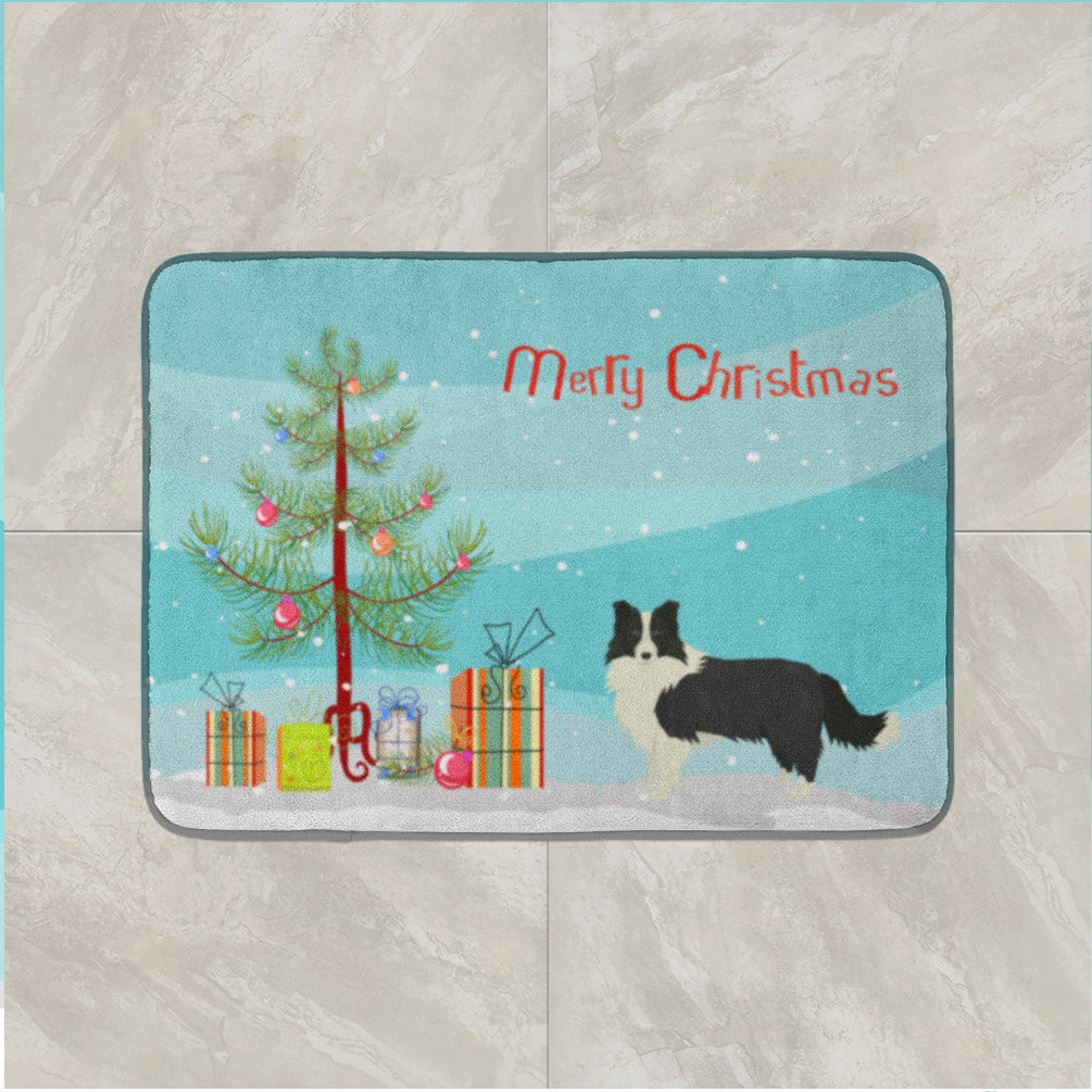 Border Collie Christmas Tree Memory Foam Kitchen Mat Machine Washable Anti-Fatigue Cushion Comfort Bath or Kitchen Rug