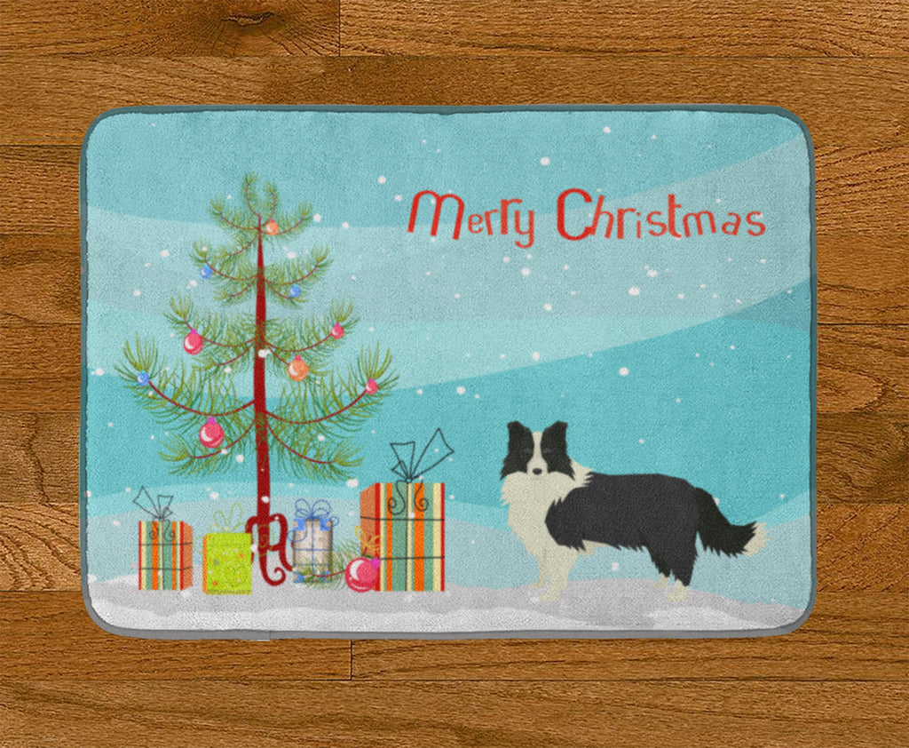 Border Collie Christmas Tree Memory Foam Kitchen Mat Machine Washable Anti-Fatigue Cushion Comfort Bath or Kitchen Rug